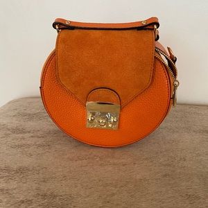 Unique Orange Leather + Suede Bag from Italy